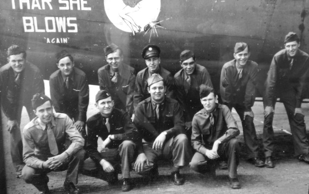 The crew of "That She Blows (Again)," captained by Charles T. Merrill,  fourth from left in the back row. 